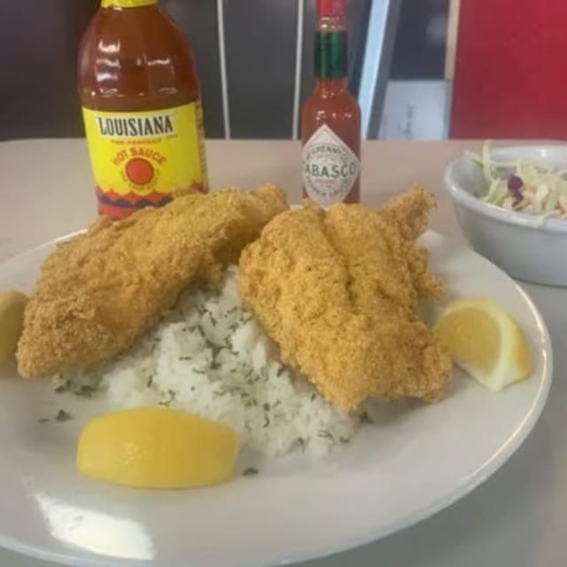 Hand Breaded Catfish Fillet.